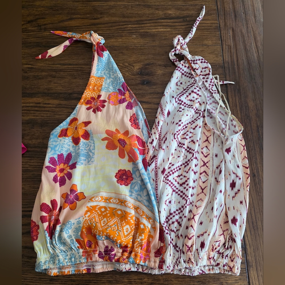 Free People Tie-Neck Halter Tanks - Cream, Burgundy, Blue, Orange